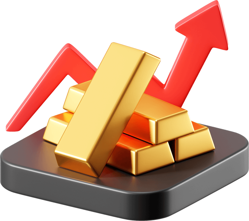 Gold bars with upward arrow